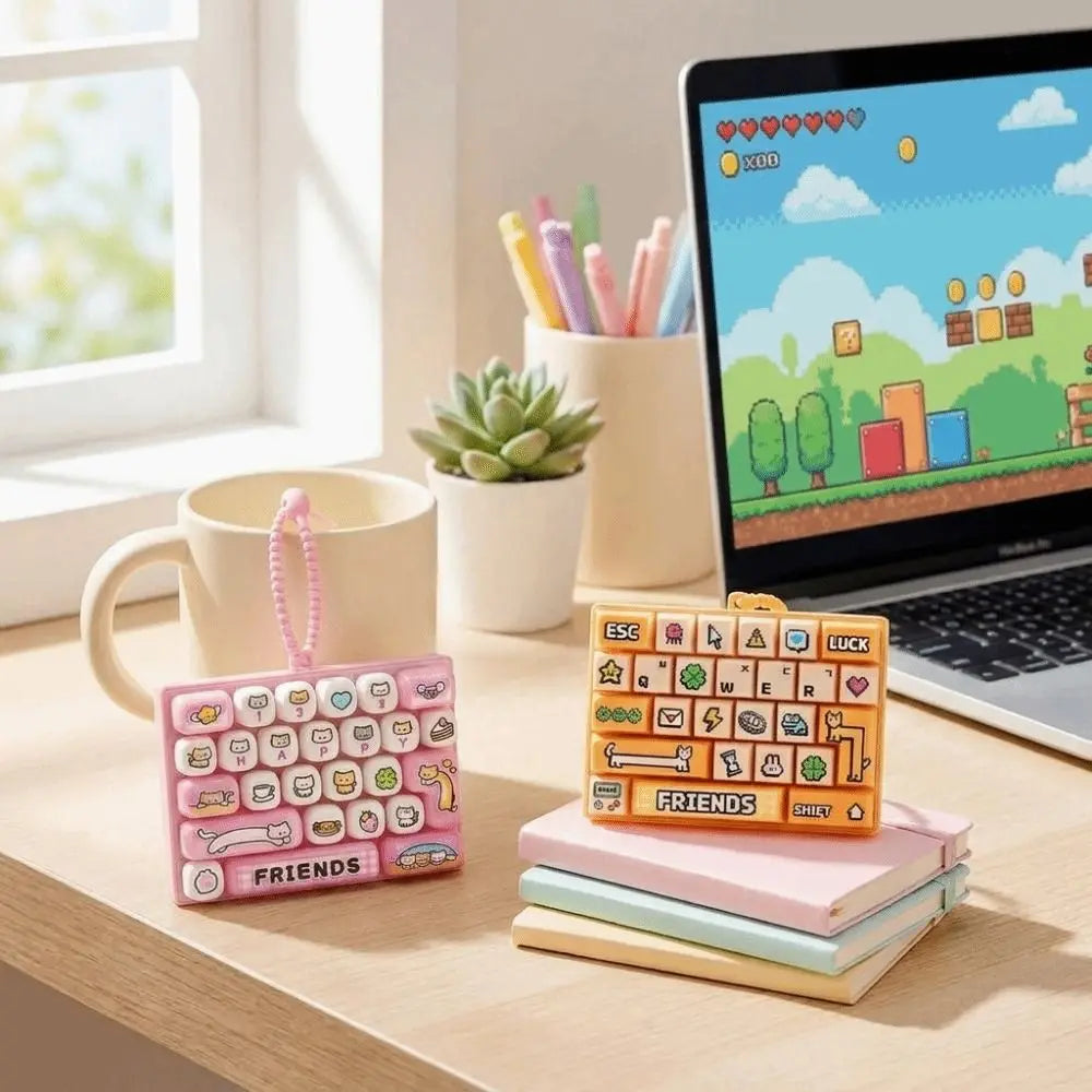 Creative 26 Keys Keyboard Fidget Keychain Cartoon 26 Keys Fidget Keyboard Anti Stress Keyboard Shaped Keyboard Keychain