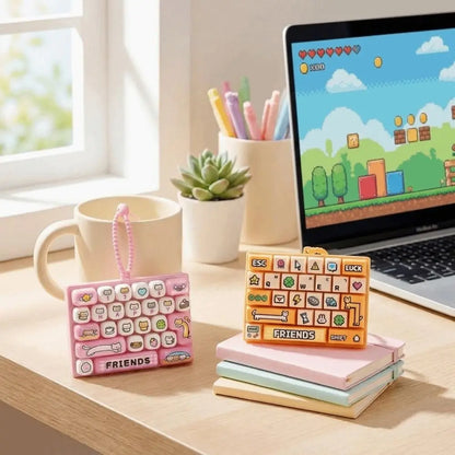 Creative 26 Keys Keyboard Fidget Keychain Cartoon 26 Keys Fidget Keyboard Anti Stress Keyboard Shaped Keyboard Keychain