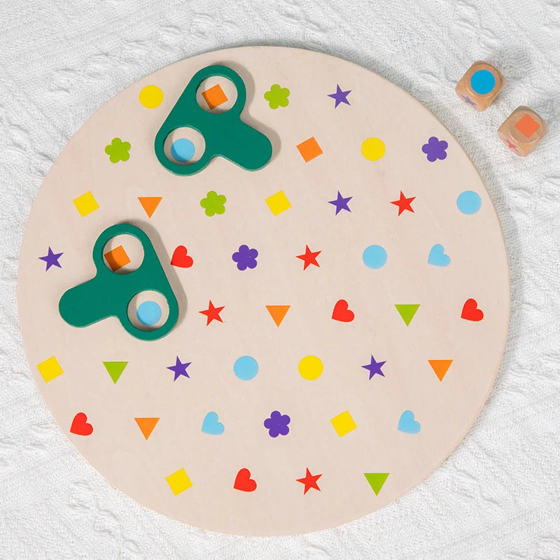 Montessori Matching Game Board Colors And Shapes Learning Puzzle Toy Concentration With Dice Interactive Educational Board Game