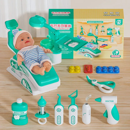 Kids Doctor Play Set Medical Kit with Dental Tools Simulation Dentist Game Pretend Role Play Toys for Boys Girls Gifts