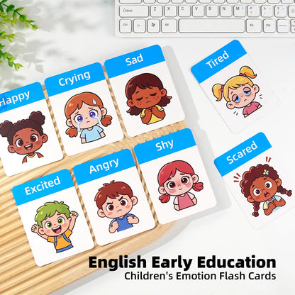 Children's Emotion Flash Cards Kids Feelings Recognition Flashcard Preschool English Learning Cards Toddler Social‑Emotional