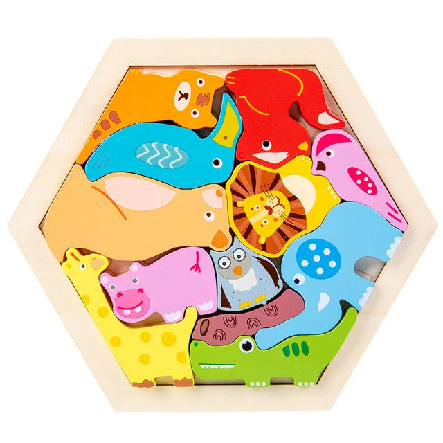 Kids Toy Wooden Jigsaw Puzzle Creative 3D Puzzle for Children's Intelligence Development Early Educational Toys for Children