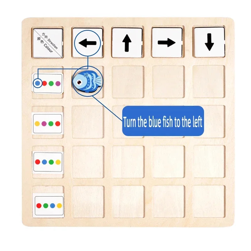 Montessori Wooden Toys Children Logical Thinking Training Direction Color Cognition Educational Battle Battle Board Game Gifts