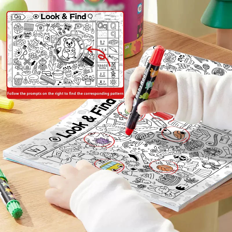 Look and Find Activity Book for Kids with Hidden Objects, Focus Attention Practice, Fun Coloring Activity Book for Home School