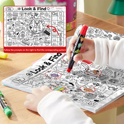 Look and Find Activity Book for Kids with Hidden Objects, Focus Attention Practice, Fun Coloring Activity Book for Home School