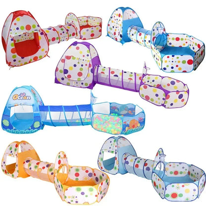 Portable 3 In 1 Kids Play Set Tent Ball Pit Crawling Tunnel Ball Pool Playpen Yard Room Indoor Playground Gift Toy For Children