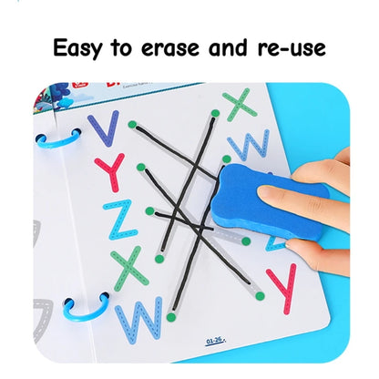 28 Pages of Creative Left and Right Brain Development Toys, Reusable Kidsren's Magic Tracing Book, Bilateral Coordination Exercises, Kidsren's Scientific Writing Enlightenment Description Book, English Alphanumeric Visual Tra