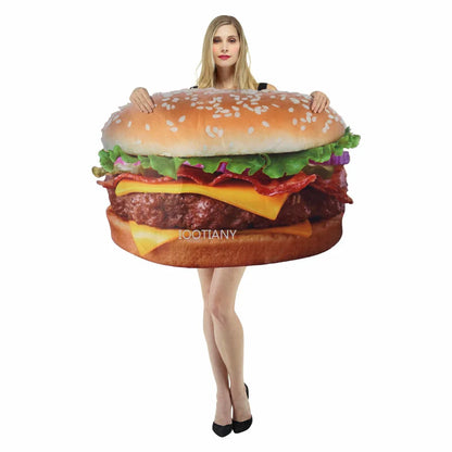Creative Día Del Niño Padres E Hijos Set Funny Cosplay Food Burger Promotional Performance Doll Props Party Performance Costumes