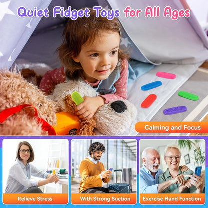 8/16 Pack Fidget Toys Kids Calm Strips Sensory Toys for Kids with Autism, Texture Suction Toys Worry Stone for Calming Down