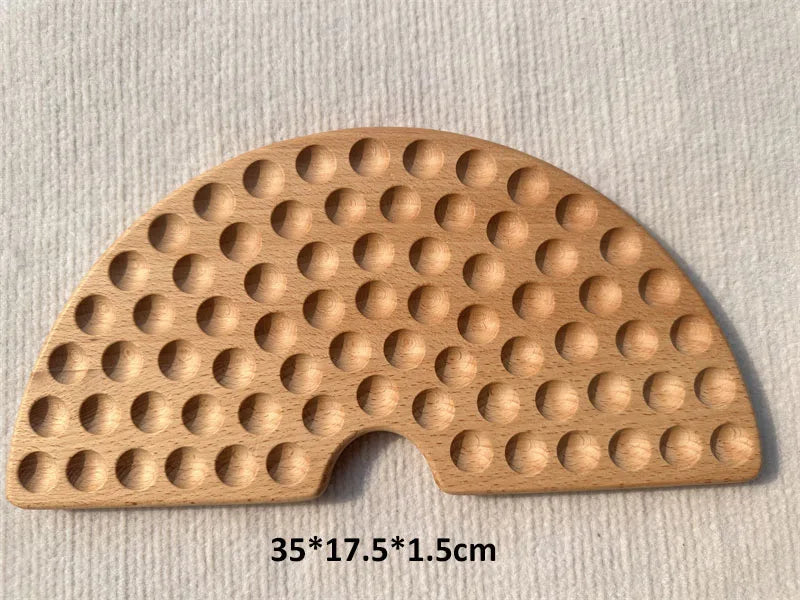 Montessori Sensory Wooden Toys Beech Caculate  Semi Tray One Hundred Board  with Felt Balls  ALphabets Numbers  Creative Play