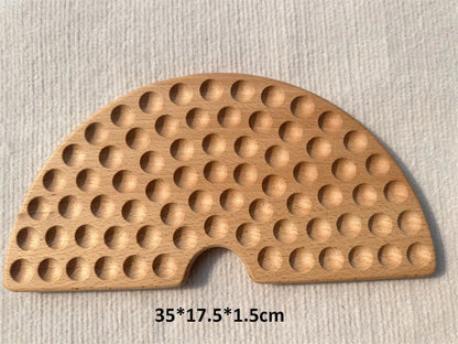 Montessori Sensory Wooden Toys Beech Caculate  Semi Tray One Hundred Board  with Felt Balls  ALphabets Numbers  Creative Play