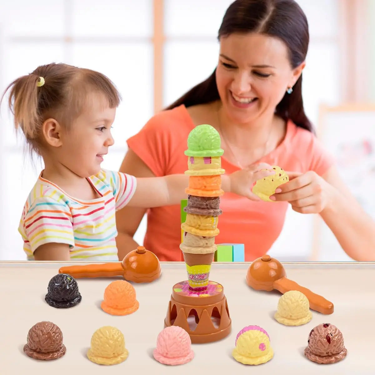 Children's Ice Cream Stacking Games Simulated Food Stack Up Play Kids Kitchen Pretend Play Toy Educational Toys For Gift Box