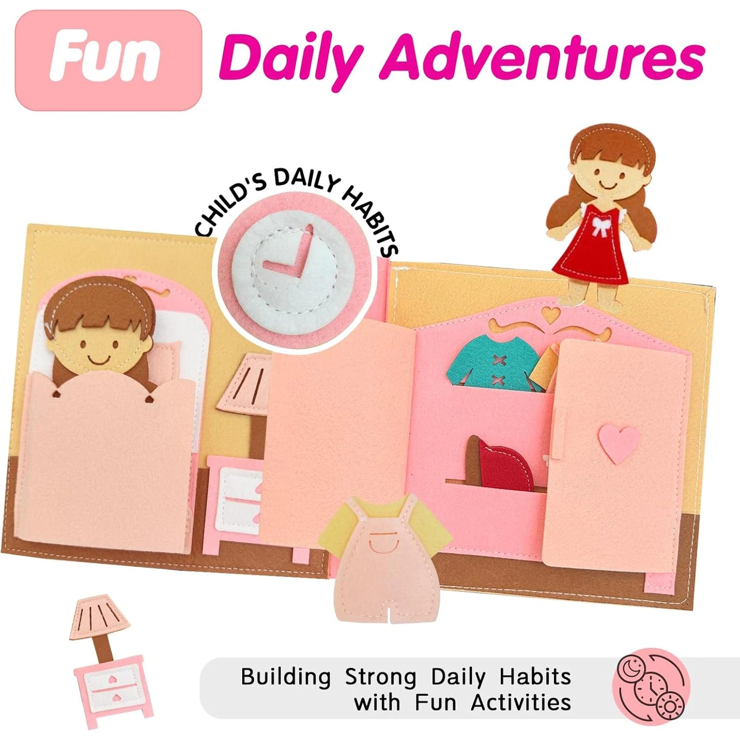 Montessori Felt Busy Book Toddlers Quiet Book Preschool Daily  Learning Activities Educational Travel Toys for Kids Age 2+ Years