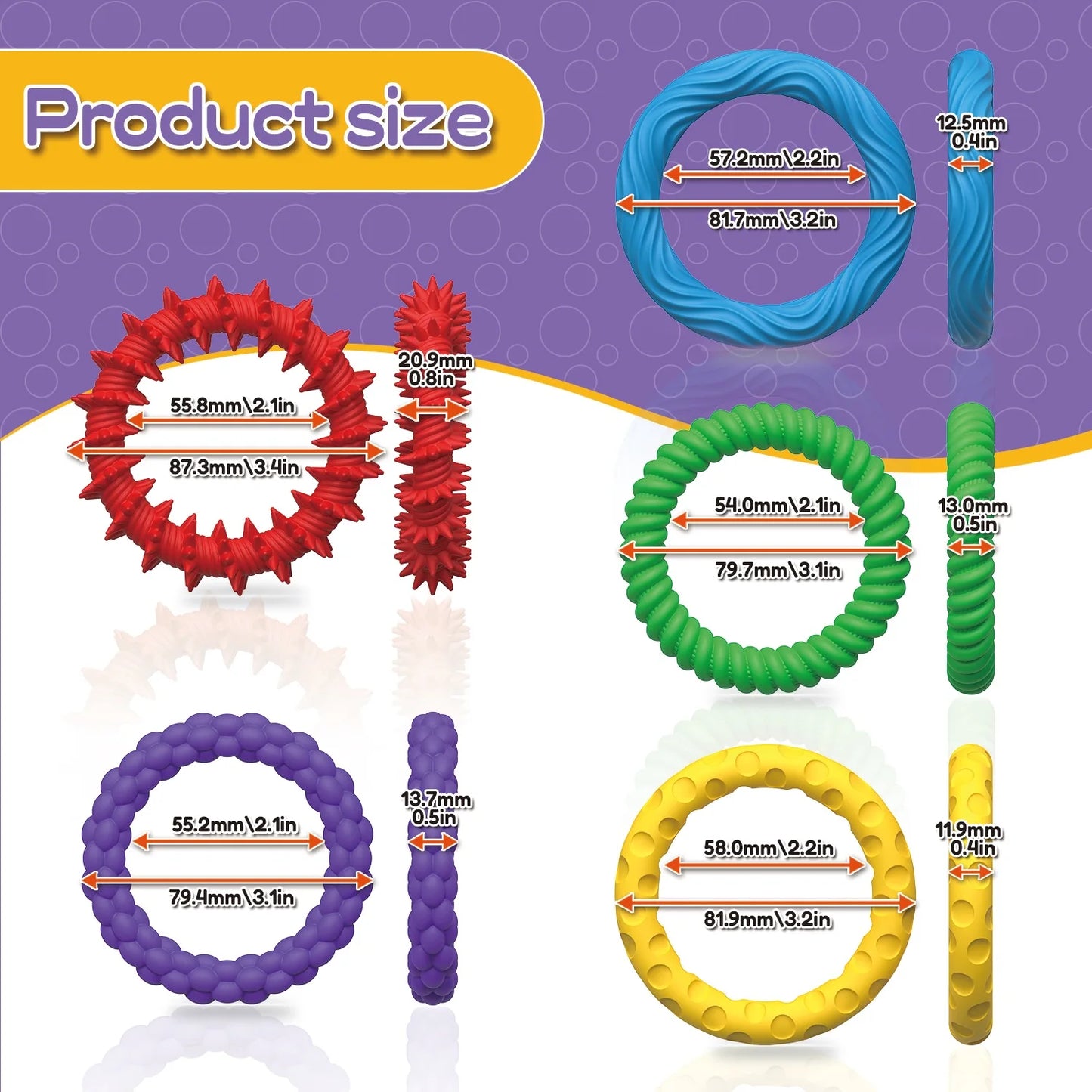 Sensory Ring,EDC Anti Stress Relief Toys,Fidgeting Antistress Anxiety Sensory Toy for Adult Kids Children Autism ADHD 5 Packs