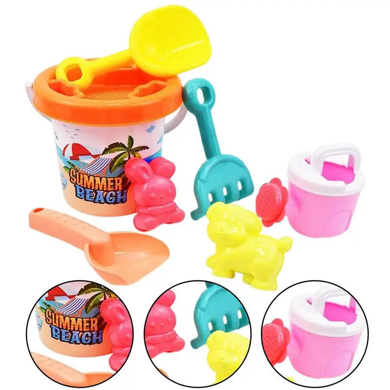 Kids Beach Sand Toys Set Toddler Travel Size Beach Kit Fun Rake Shovel Complete Sandbox Toys Sand Bucket For Boys Girls Summer
