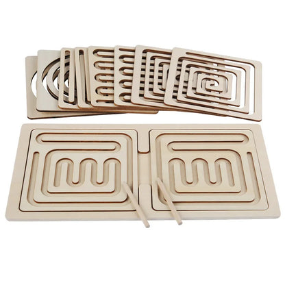 Children Left Right Brain Puzzle Pen Movement Trajectory Control Training Hand Brain Coordination Kids Wooden Educational Toys