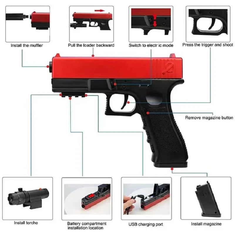 Kids & Adults Outdoor Game Toy, Play Blaster with Dual Magazines and Accessories