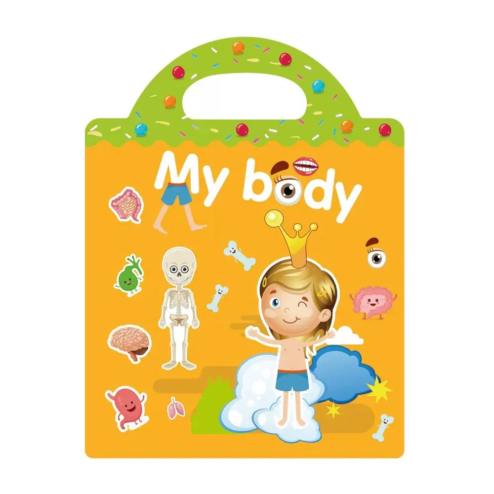 Hot New Children Scene Stickers DIY Hand-on Puzzle Sticker Books Reusable Cartoon Animal Learning Cognition Toys for Kids Gift