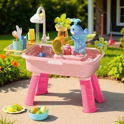 Kids Electric Circulating Water Sink Toys, Pretend Play Kitchen Dishwasher, Role Play  Kitchen Water Basin Educational Toy