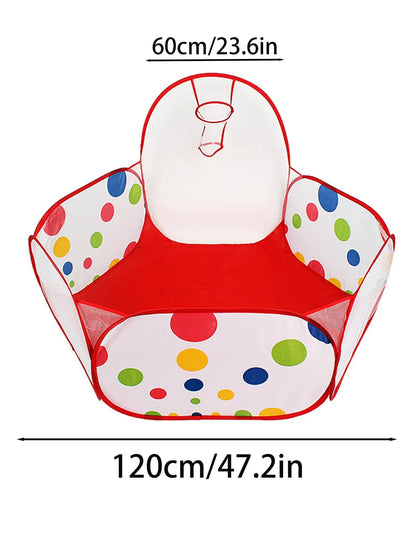 Children's Ocean Ball Pool with Basketball Hoop Play Tent Playhouse with Basketball Hoop for Boys Girls Kids (Excluding Ball)