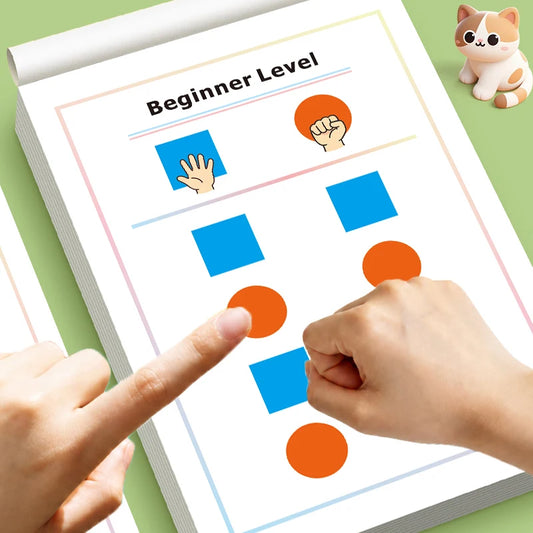 Kids Brain Training Hand-Eye Coordination Activity Workbook, Colorful Geometric Shape and Lovely Cartoon Element Matching