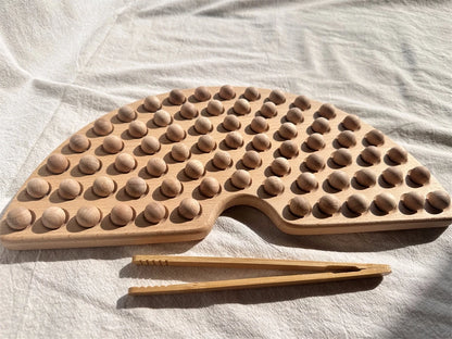 Montessori Sensory Wooden Toys Beech Caculate  Semi Tray One Hundred Board  with Felt Balls  ALphabets Numbers  Creative Play