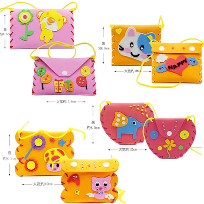 Kids Sewing Craft Kit DIY Cartoon Wallet Handmade EVA Kit Educational Toys Birthday Gift for Girls Beginners