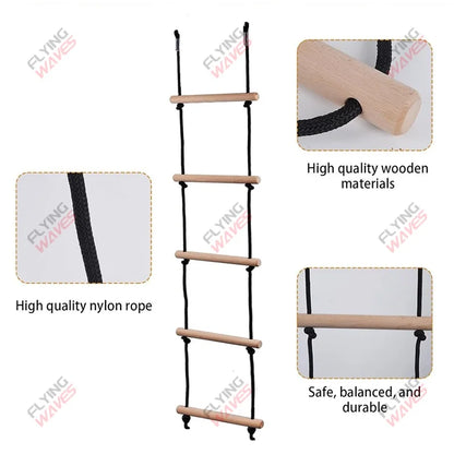 Children Climbing Rope Ladder Wooden Swing Kids Indoor Outdoor Tree Playground Recreation Play Game Bodybuilding Set