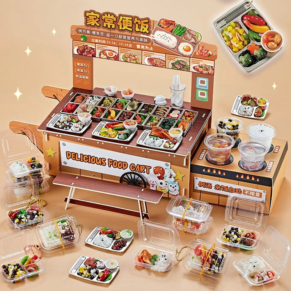 3D Pretend Play Kitchen Toys Creative DIY Mini Fast Food Model Toy Funny Reusable Cooking Interactive Toys Children Gifts