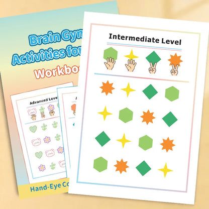 2 Books Brain Gym Workbook Set for Kids: Memory, Focus, Thinking Games, Attention Development, Hand-Eye Coordination Exercises