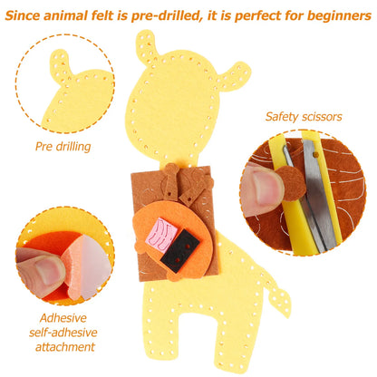 Kids Sewing Kit Woodland Animals Craft DIY Sewing Felt Plush Animals for Kids Beginners Educational Sewing Ornaments Art Toy Set
