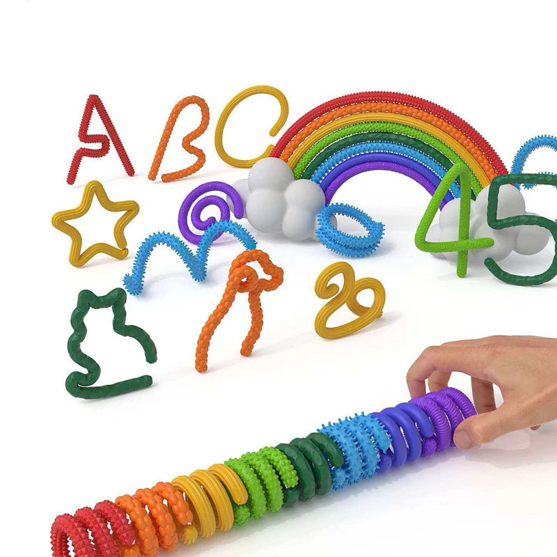8PCS Sensory Sticks Fidget Toys for Kids And Adults Silicone Bendable Textured Flexible Autism ADHD Quiet Calm Down