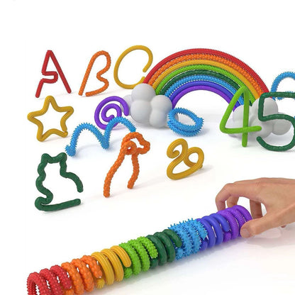 8PCS Sensory Sticks Fidget Toys for Kids And Adults Silicone Bendable Textured Flexible Autism ADHD Quiet Calm Down
