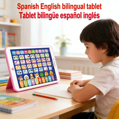 Spanish-English Bilingual Kids Learning Tablet Toy: Educational Interactive Play Toy for Toddlers & Preschoolers Children