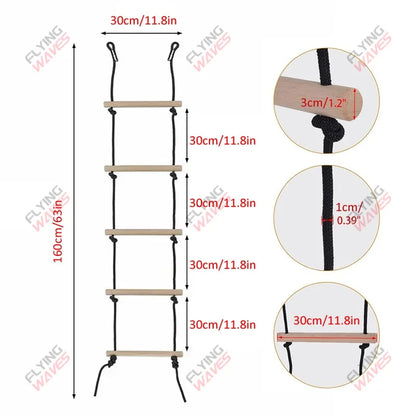 Children Climbing Rope Ladder Wooden Swing Kids Indoor Outdoor Tree Playground Recreation Play Game Bodybuilding Set