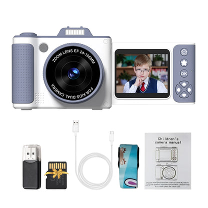 1080P Digital Camera for Kids Digital Video Camera 48MP 2.4 Inch Flip Screen 8X Zoom Telescopic Rotating Lens Gifts for Kids