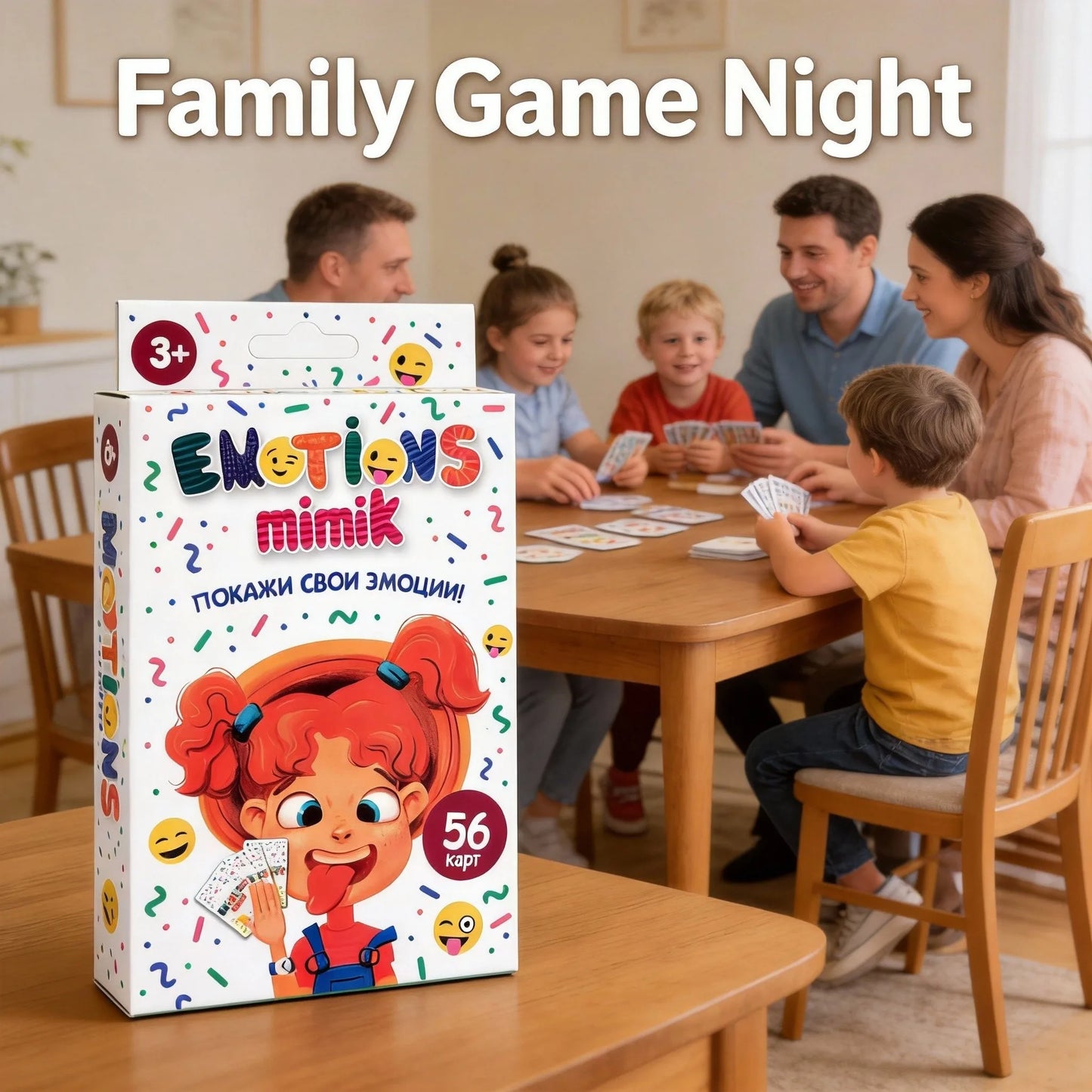 mimik EMOTIONS Card Game - Russian Version,Interactive Emotion Miming for Kids 3+, Boost Emotional Intelligence & Family Bonding