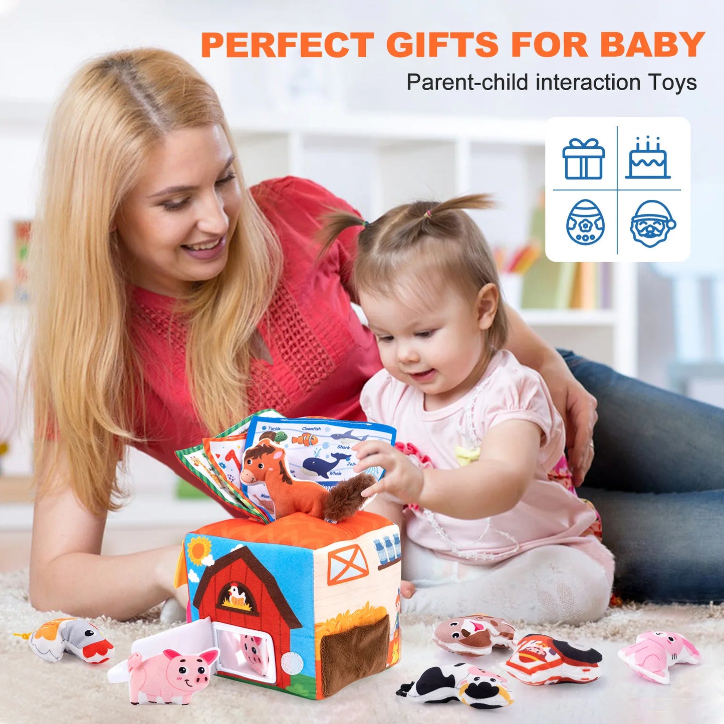 1Pc Creative Farm Storage House, tissue box shaped educational toy, fun parent-child interactive play set, great gift choice