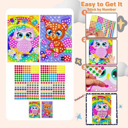 Children Dot Coloring Book DIY Color Dot Cartoon Animal Drawing Mosaic Puzzle Stickers Children Learn Creative Educational Toys