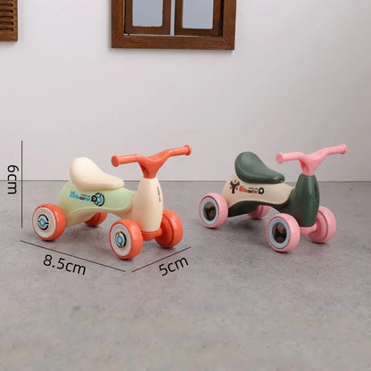 NEW Simulation Mini Cute Kids Balance Car Four-wheeled Baby Sliding Scooter Ornament Creative Assembly Children's Car Toy Gift