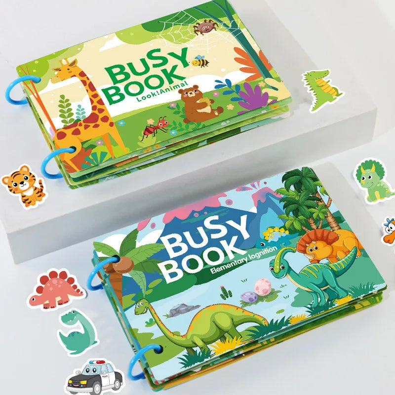 Busy Book for Kids Toddlers Ages 3-6 Montessori Quiet Book Preschool Learning Activity Books Reusable Sticker & Velcro Matching