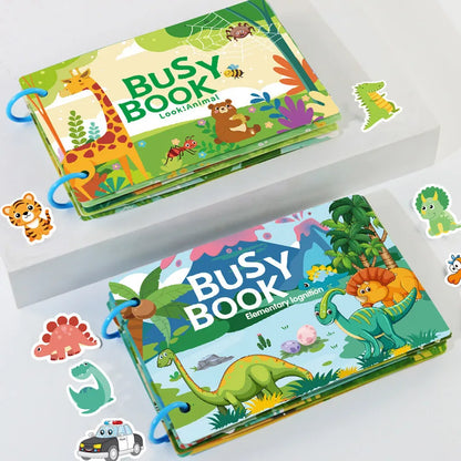 Busy Book for Kids Toddlers Ages 3-6 Montessori Quiet Book Preschool Learning Activity Books Reusable Sticker & Velcro Matching