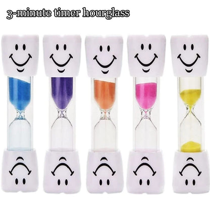 Creative Kids 3-Minute Toothbrush Timer Hourglass with Cartoon Smiling Face Anti-Fall Educational Fun Plastic Student Gift