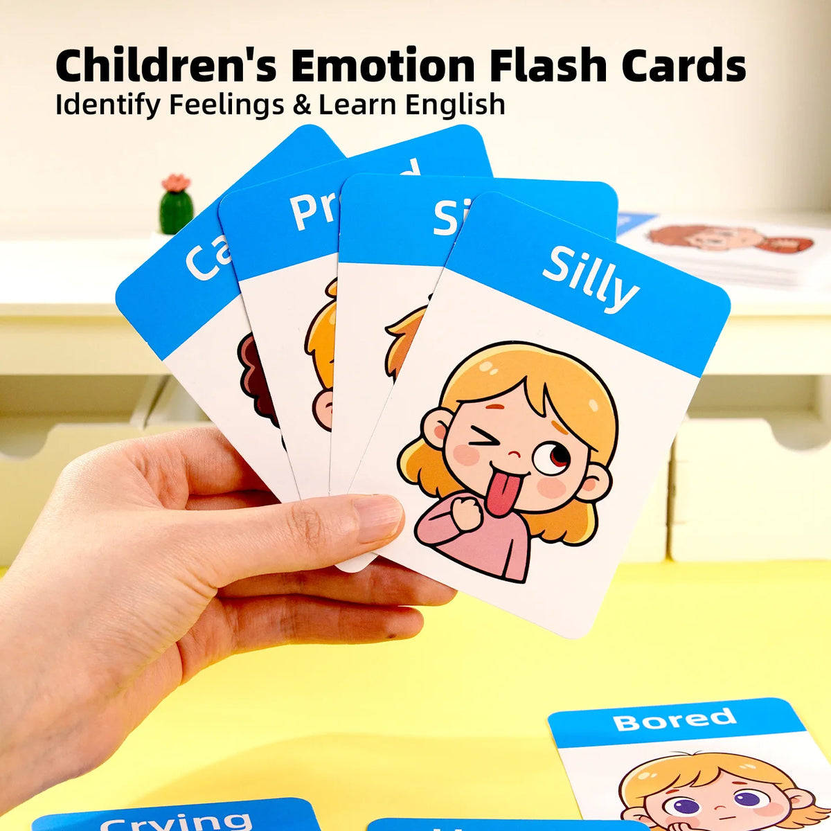 Children's Emotion Flash Cards Kids Feelings Recognition Flashcard Preschool English Learning Cards Toddler Social‑Emotional
