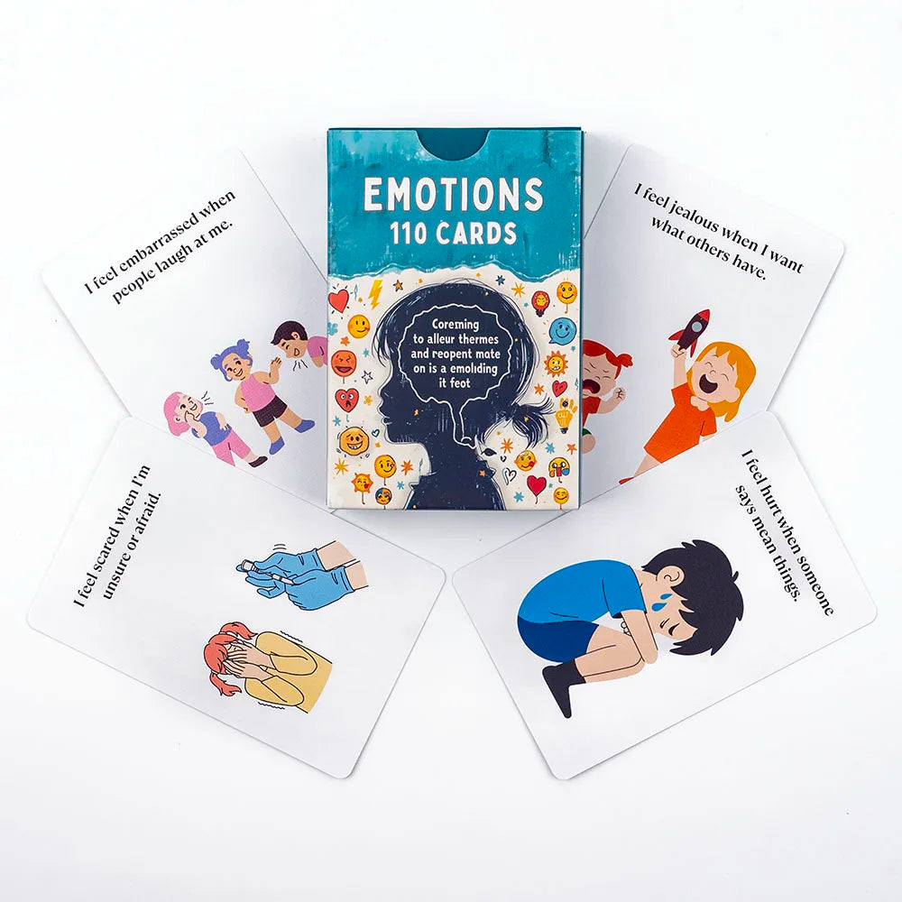 Kids Adults Emotions Flashcards 110pcs Emotional Recognition & Expression Fun Learning Game Interactive Board Playing Cards Set