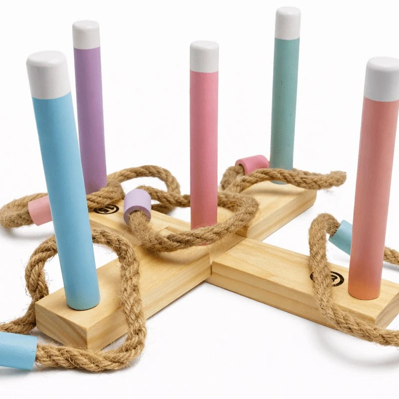 Wooden Ring Toss Game Kids Indoor Outdoor Throwing Toy Parent-child Interactive Game