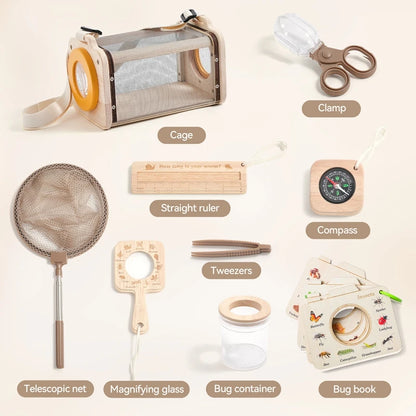 Kid Outdoor Explorer Kit Insect Leaf Cognitive Exploration Toy Montessori Toy Kid Wooden Wilderness Adventure Game Set Baby Gift