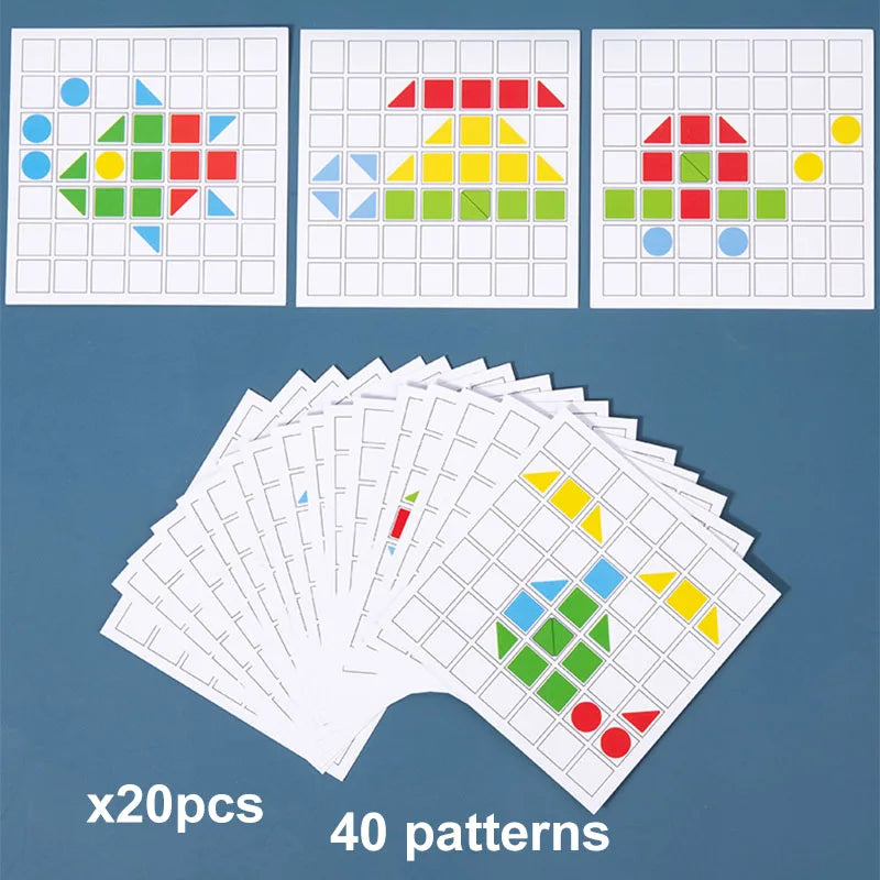 Wooden Creative Blocks Puzzle Children Montessori Color Shape Matching Early Education Educational Toys Kids Intelligence Game