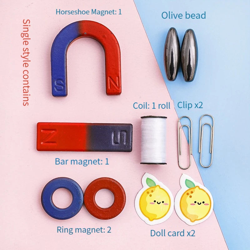 Kids Physics Science Experiment Toy Kit U-shaped Magnet Compass Set Science Physics Educational Learning Toys Birthday Gift