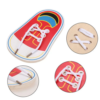 Practice Montessori Learning  Wooden Shoe Lace Educational Toys Tie Shoelaces Toys